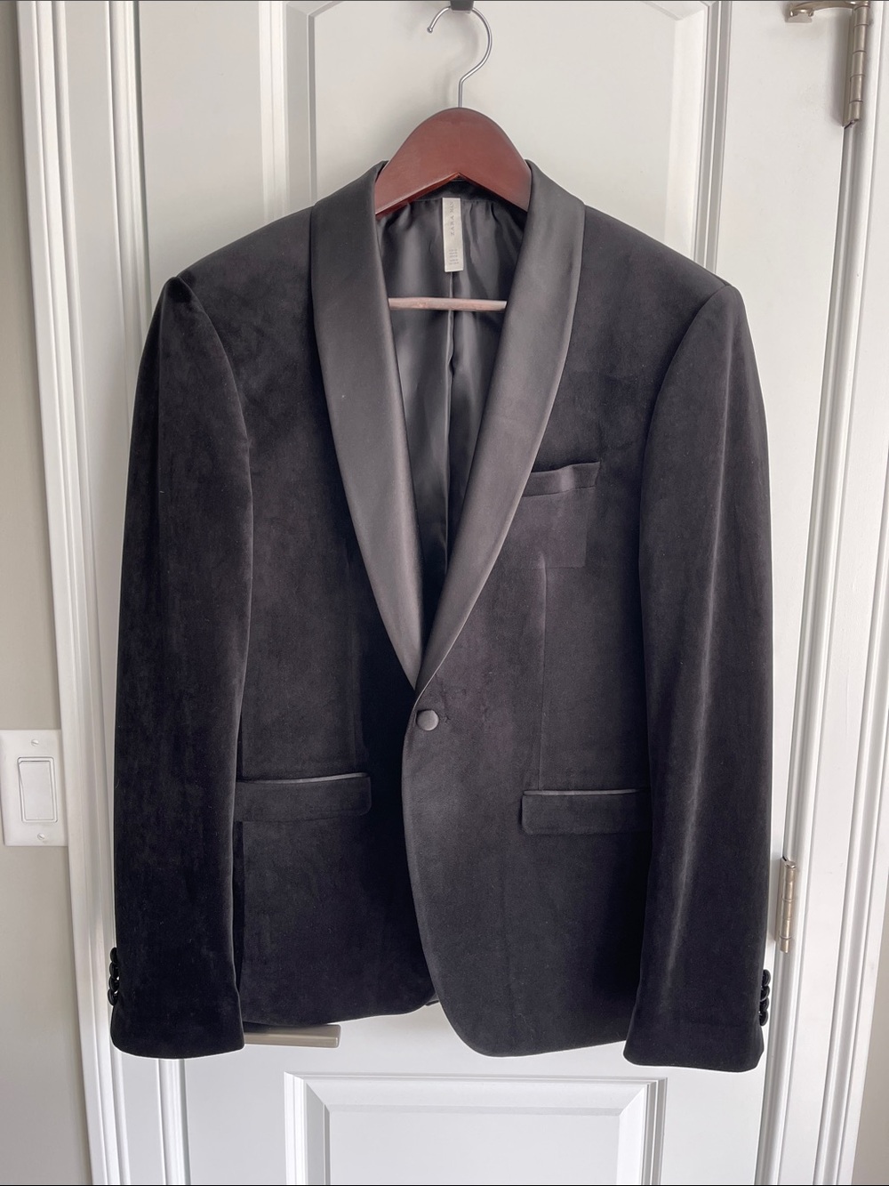 Zara Velvet and Satin Trim Tuxedo Jacket
